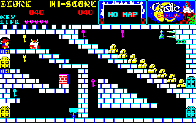 Castlequest PC-8800 Series Screenshot: That's a tricky place for an opponent to appear...