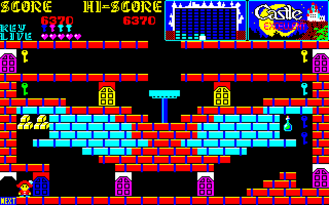 Castlequest PC-8800 Series Screenshot: I don't have enough purple keys to get through this room...