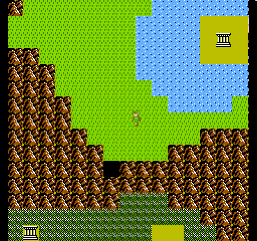Zelda II: The Adventure of Link NES / Famicom Screenshot: There's a cave in this mountain...I wonder if anything is in it?