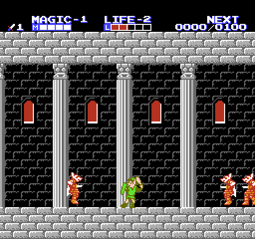 Zelda II: The Adventure of Link NES / Famicom Screenshot: Surrounded by enemies!