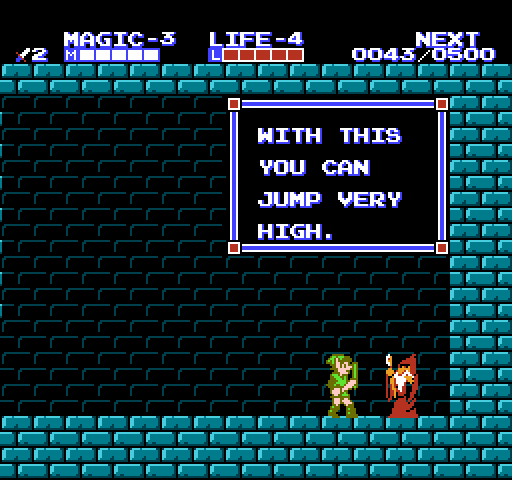 Zelda II: The Adventure of Link NES / Famicom Screenshot: Acquired high jump magic.