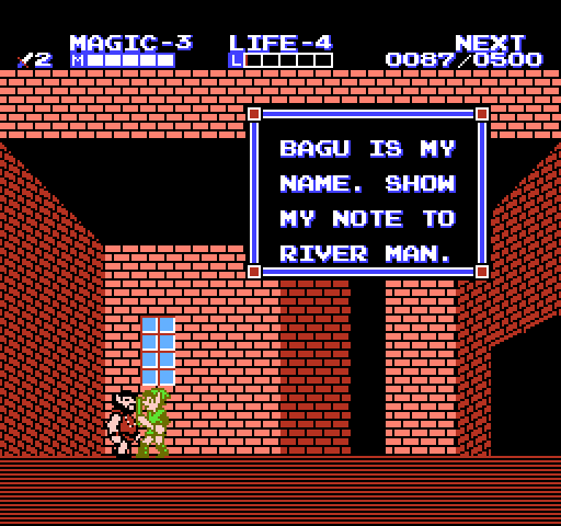 Zelda II: The Adventure of Link NES / Famicom Screenshot: This note will help me.