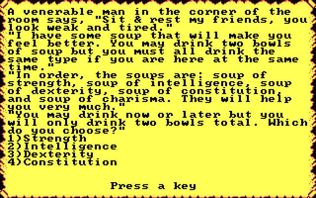 Phantasie III: The Wrath of Nikademus IBM PC/Compatibles Screenshot: This is an opportunity to improve my stats!