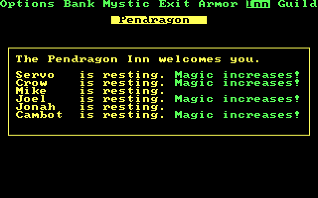 Phantasie III: The Wrath of Nikademus IBM PC/Compatibles Screenshot: The Pendragon Inn welcomes you!