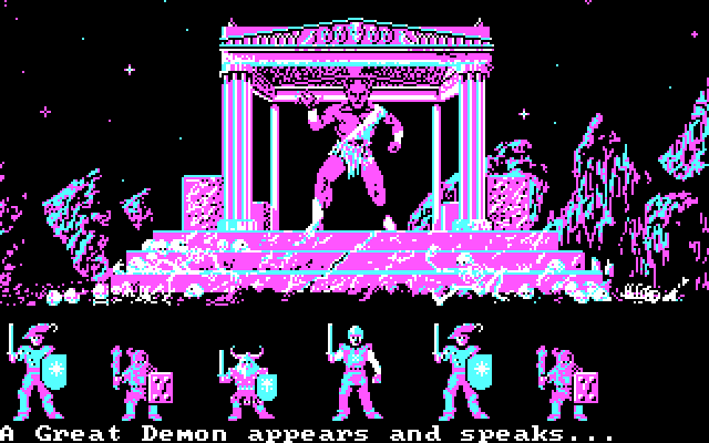 Phantasie III: The Wrath of Nikademus IBM PC/Compatibles Screenshot: A great demon appears to judge me...