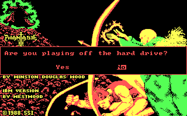 Phantasie III: The Wrath of Nikademus IBM PC/Compatibles Screenshot: Play the game from a hard drive?