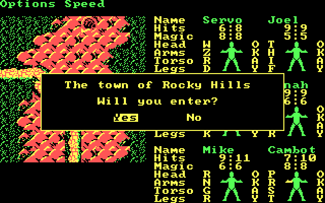 Phantasie III: The Wrath of Nikademus IBM PC/Compatibles Screenshot: Enter this town?