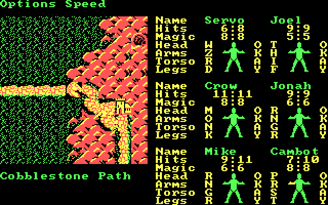 Phantasie III: The Wrath of Nikademus IBM PC/Compatibles Screenshot: Walking down a cobblestone path.