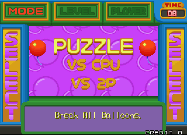Pop'n Pop Arcade Screenshot: Select a game mode.