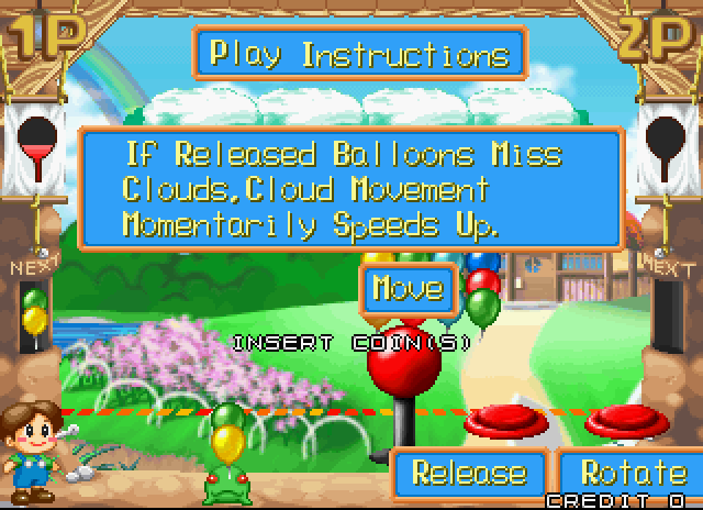 Pop'n Pop Arcade Screenshot: Game instructions.