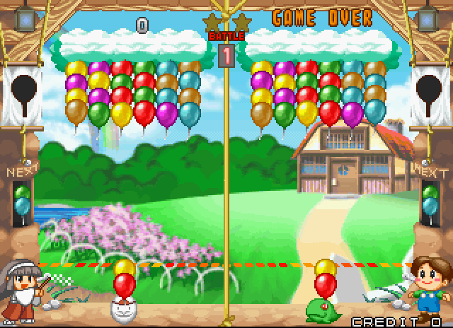 Pop'n Pop Arcade Screenshot: The battle begins.