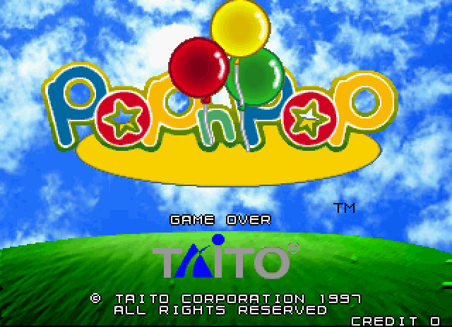 Pop'n Pop Arcade Screenshot: Title screen.