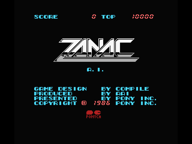 Zanac MSX Screenshot: Title screen.