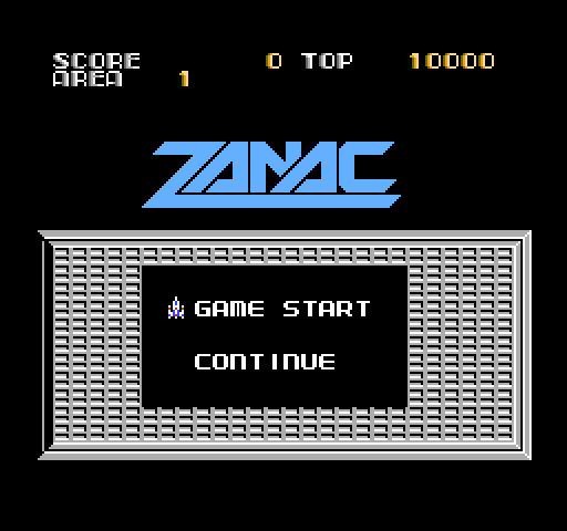Zanac NES / Famicom Screenshot: Start or continue?