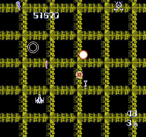 Zanac NES / Famicom Screenshot: The circle in the upper left is part of one of my weapons upgrades.