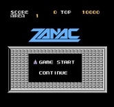 Zanac for NES / Famicom - Start or continue?