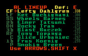 World Series Major League Baseball for Intellivision - The American League team lineup.