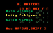 World Series Major League Baseball for Intellivision - Batter stats.