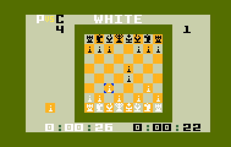 USCF Chess Intellivision Screenshot: Select the next piece you would like to move...