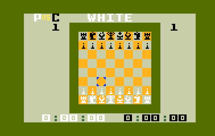 USCF Chess Intellivision Screenshot: Game start.