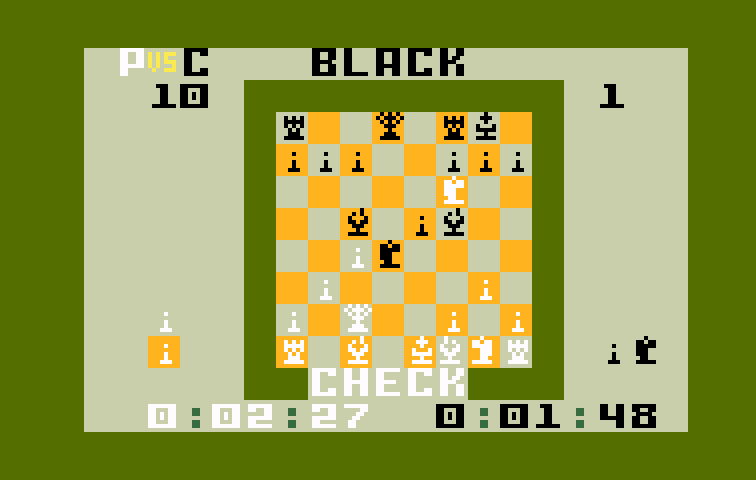 USCF Chess Intellivision Screenshot: Check!