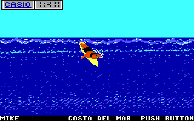 California Games IBM PC/Compatibles Screenshot: Start of the surfing event...