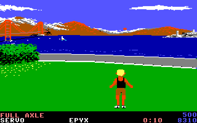 California Games IBM PC/Compatibles Screenshot: 500 points for a full axle.