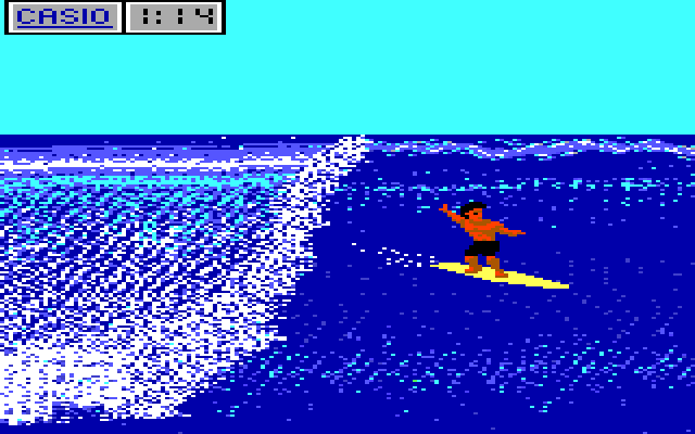 California Games IBM PC/Compatibles Screenshot: Surfing in progress...