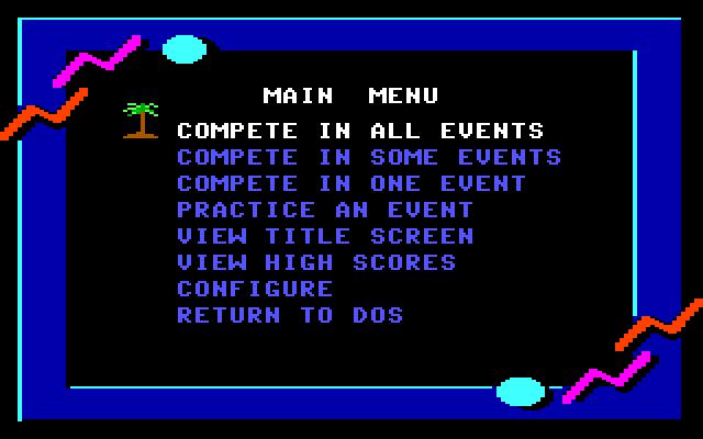 California Games IBM PC/Compatibles Screenshot: The main menu.