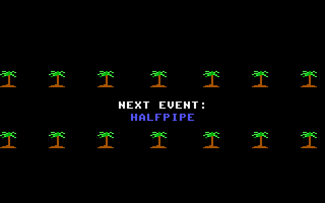 California Games IBM PC/Compatibles Screenshot: Next event: halfpipe.