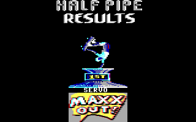 California Games IBM PC/Compatibles Screenshot: Halfpipe results.