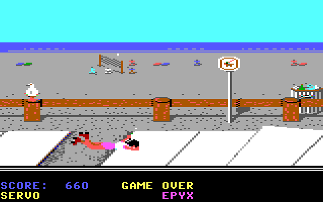 California Games IBM PC/Compatibles Screenshot: I tripped; game over.