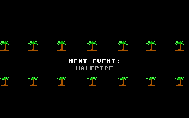 California Games IBM PC/Compatibles Screenshot: Next event; halfpipe!