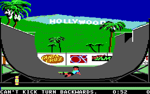 California Games IBM PC/Compatibles Screenshot: Oops, can't kick turn backwards.