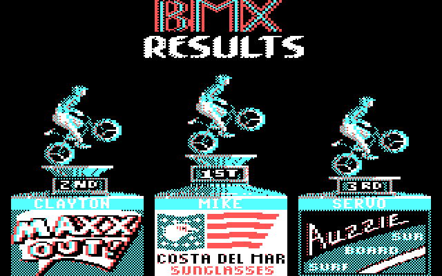 California Games IBM PC/Compatibles Screenshot: BMX results.