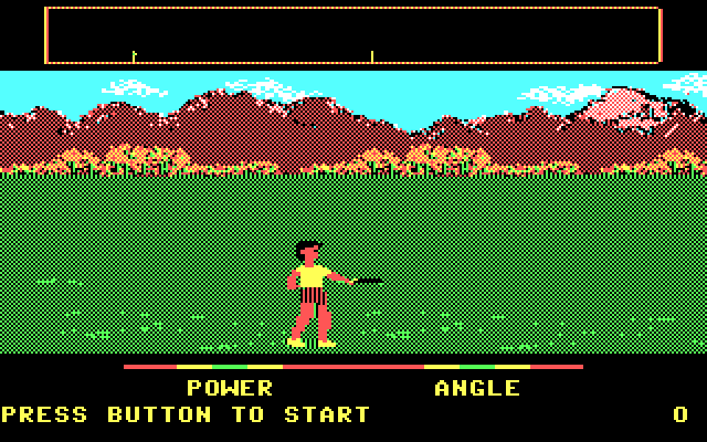 California Games IBM PC/Compatibles Screenshot: Flying disc start.