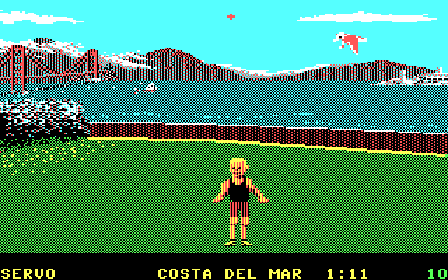 California Games IBM PC/Compatibles Screenshot: Start of the footbag event.