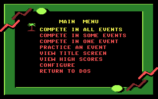 California Games IBM PC/Compatibles Screenshot: The main menu.