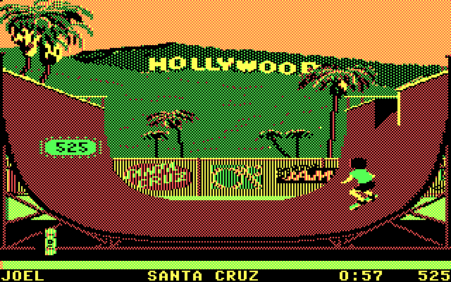 California Games IBM PC/Compatibles Screenshot: Points earned for a successful stunt!