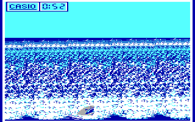 California Games IBM PC/Compatibles Screenshot: A shark appears in the water...
