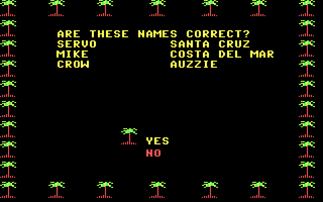 California Games IBM PC/Compatibles Screenshot: Are these names correct?