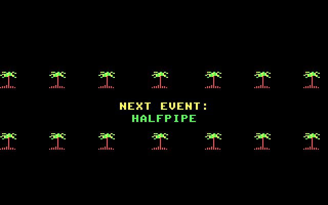 California Games IBM PC/Compatibles Screenshot: Next event: halfpipe.