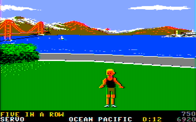 California Games IBM PC/Compatibles Screenshot: Bonus points for five in a row!
