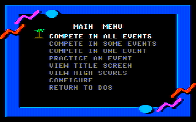 California Games IBM PC/Compatibles Screenshot: The main menu.