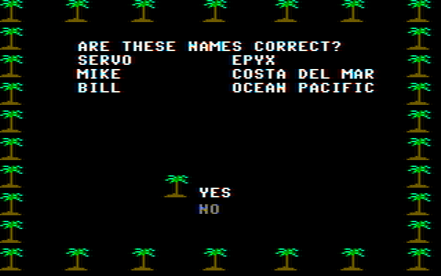California Games IBM PC/Compatibles Screenshot: Are these names correct?