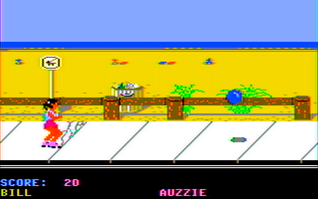 California Games IBM PC/Compatibles Screenshot: Don't let the bouncing beach ball hit you...