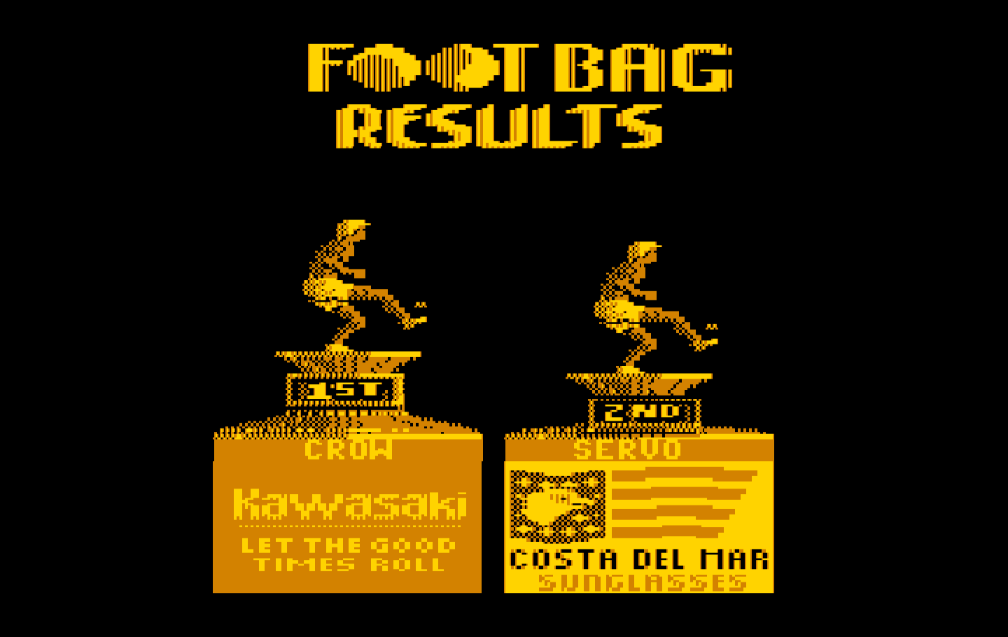 California Games IBM PC/Compatibles Screenshot: Footbag results.