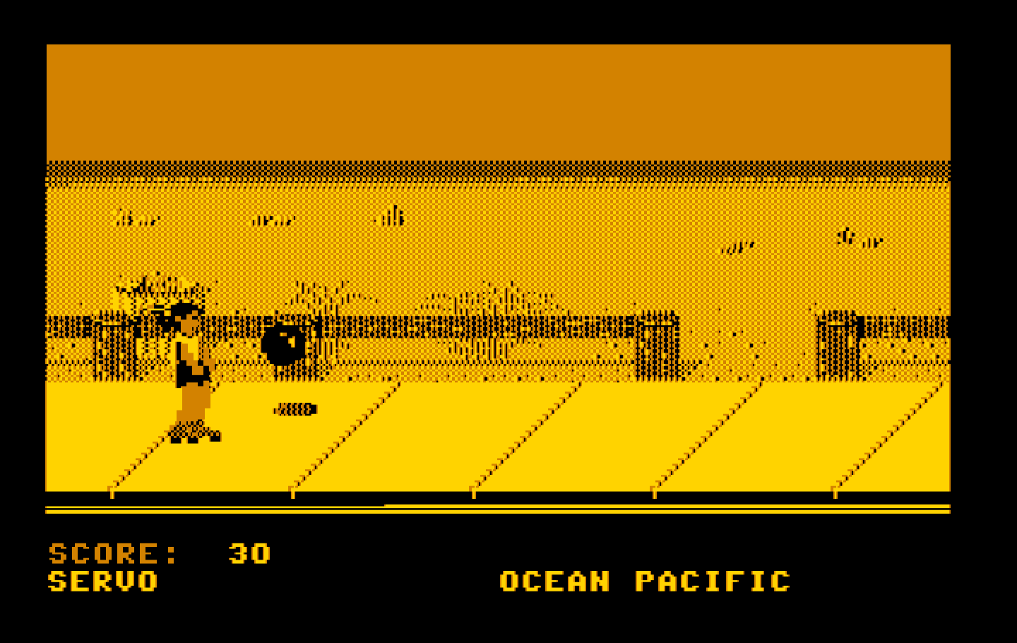 California Games IBM PC/Compatibles Screenshot: Don't let the bouncing beach ball hit you!