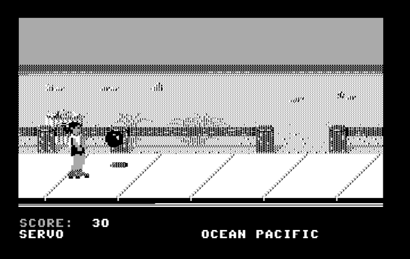 California Games IBM PC/Compatibles Screenshot: Don't let the bouncing beach ball hit you!