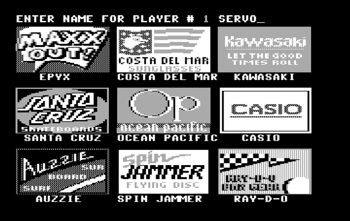 California Games IBM PC/Compatibles Screenshot: First, setup the players and select their sponsors.